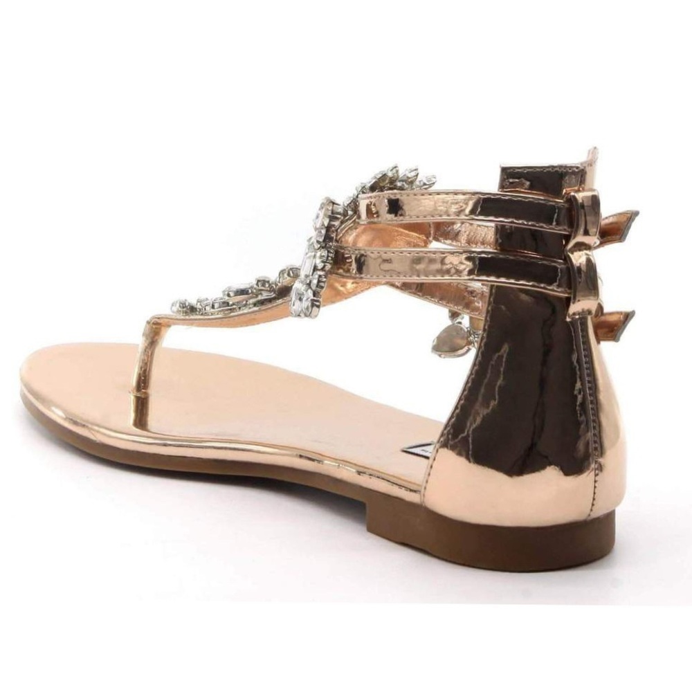 💎 Rose Gold Patent Leather Jeweled Sandals - Picture 4 of 4